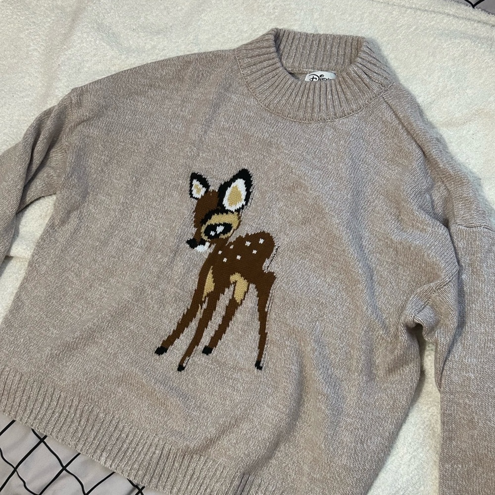 Disney Tan Cowl Neck Sweater Cozy Knit Design